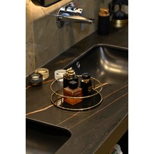 Edora Home Altın Banyo Organizer Kozmetik Takı Parfüm Havlu Düzenleyici Sunum Tepsisi Pleksili -Metal Paslanmaz