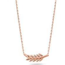 925 Ayar Rose Gold Başak Kadın Gümüş Kolye