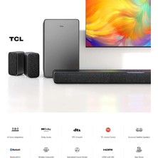 Tcl 430W 5.1 Kanal soundbar Dolby Audio Kablosuz Subwoofer Bluetooth5.2 P735 Ev Sinema Sistemi & Soundbar + Onerous HDMI Kablo ve Aplik Lamba