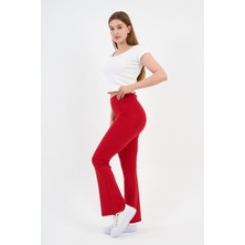 Yüksek Bel Ispanyol Paça Toparlayıcı Tayt (B24-0010-WN)
