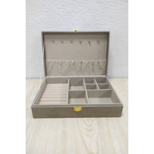 Ecrou Çok Bölmeli Kahve Kadife Takı Kutusu 28 x 19 x 7 cm