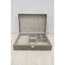 Ecrou Çok Bölmeli Kahve Kadife Takı Kutusu 28 x 19 x 7 cm