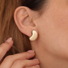 Nox Jewelry 18 Ayar Altın Mikron Kaplama Fasulye Temalı Tasarım Gümüş Küpe - E00273