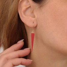 Nox Jewelry 925 Ayar Gümüş  Gerçek ve Doğal Çubuk Mercan Taşlı Sallantılı  Küpe - ES00150