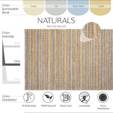 Cool Halı Naturals 1103 Gri Renkli Doğal Jüt Halı El Dokuma Hasır Halı Dekoratif Jüt Örgü Halı