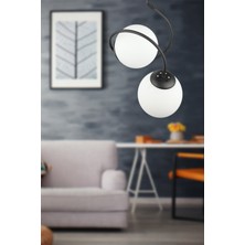 Begüsa Dragon 2.li Avize Siyah Beyaz Cam