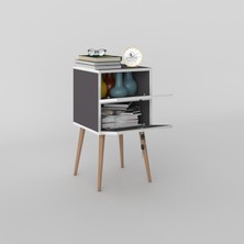 Kenz Life Kenzlife Komodin Kilitli Sakura Gri 74*39*39 Komidin Ahşap Ayaklı Kitaplık Ayakkabılık Kapaklı Arkalıklı