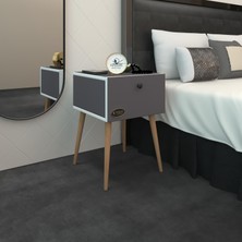Kenz Life Kenzlife Komodin Tora Gri 60*39*39 Komidin Ahşap Ayaklı Kitaplık Ayakkabılık Kapaklı Arkalıklı