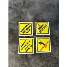 Otomor Aksesuar Arabada Bebek Var Kankam Var Sopa Var Dikkat Basık Araç Etiket Sticker Araba Yazı 4'lü 7X7CM