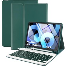 M.TK Moveteck Huawei Matepad Se 11" 2024 Uyumlu Bluetooth Özellikli Standlı Kalem Bölmeli Klavyeli Kılıf Manyetik Türkçe