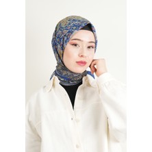 Etnik Desen Soft Eşarp - Saks Mavisi