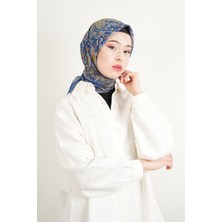 Etnik Desen Soft Eşarp - Saks Mavisi