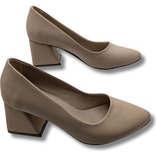 Çiğdem Kundura Suavina | Kadın Blok Topuklu Klasik Ayakkabı - Suavina - Ten - 36