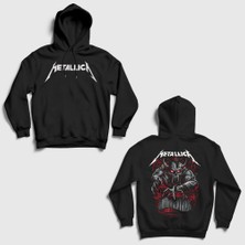 Presmono Siyah Demon Muzik Metallica Sırt Baskılı Kapüşonlu Sweatshirt