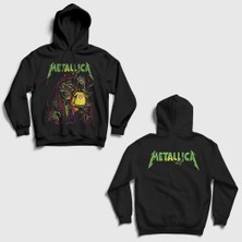 Presmono Siyah Gas Lamp Metallica Sırt Baskılı Kapüşonlu Sweatshirt