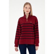 U.S. Polo Assn. Kadın Bordo Fermuarlı Dik Yaka Sweathirt 50298989-VR014