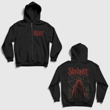 Presmono Siyah Nashville V2 Slipknot Sırt Baskılı Fermuarlı Kapüşonlu Sweatshirt