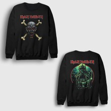 Presmono Siyah Wizard Metal Iron Maiden Sırt Baskılı Sweatshirt