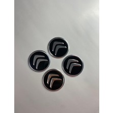 Otomor Aksesuar Citroen Jant Logo Yapıştırma Etiket Amblem Siyah-Kırmızı 4 Adet 60MM