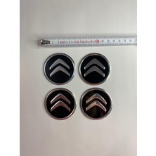 Otomor Aksesuar Citroen Jant Logo Yapıştırma Etiket Amblem Siyah-Kırmızı 4 Adet 60MM