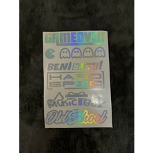 Hologram Arka Cam Yazı Etiket Sticker 6'lı Araba Game Over