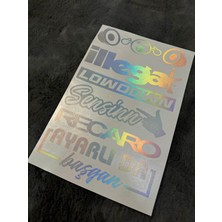 Otomor Aksesuar Hologram Arka Cam Yazı Etiket Sticker 6'lı Araba Kulak Tıkayan