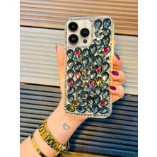 Aktech Apple iPhone 14 Pro Max Uyumlu Siyah Simli  Taşlı Lüks Telefon Kılıfı