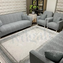 IYDGAH Jakarlı Su Yolu Desen 3311 Takım Koltuk Örtüsü Çekyat Kanepe Örtüsü Lastikli Yıkanabilir Gri