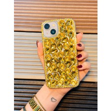 Aktech Iphone 13/14 Gold Taşlı Kokoş Kılıf