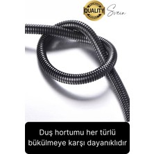 Svein 80 cm Siyah Kısa Tepe Ara Duş Hortumu Spiral Robot Bağlantı Örgü Dayanıklı Kopmaz Patlamaz Sızdırmaz