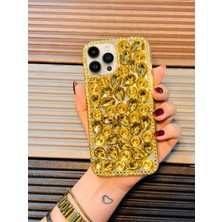 Aktech Iphone 15 Promax Gold Taşlı Kokoş Kılıf