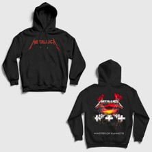 Presmono Siyah Master Of Puppets V2 Metallica Sırt Baskılı Kapüşonlu Sweatshirt