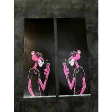 Araç Kapı Direk Kaplama Pembe Panter 2'li Uv 54X21CM