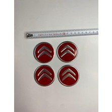 Otomor Aksesuar Citroen Jant Logo Yapıştırma Etiket Amblem Siyah-Kırmızı 4 Adet 60MM