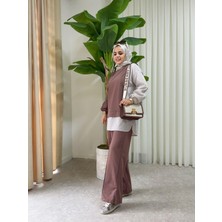 Asel Fashion Line Gömlekli Ikili Takım Kahve