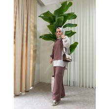 Asel Fashion Line Gömlekli Ikili Takım Kahve