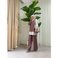 Asel Fashion Line Gömlekli Ikili Takım Kahve