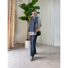 Asel Fashion Line Gömlekli Ikili Takım Antrasit Gri