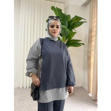 Asel Fashion Line Gömlekli Ikili Takım Antrasit Gri