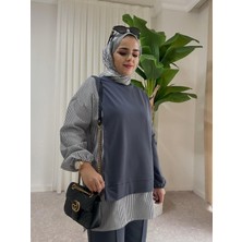 Asel Fashion Line Gömlekli Ikili Takım Antrasit Gri