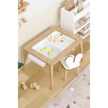 Ahşap Oyun Aktivite Masası Suya Karşı Dayanıklı 1 Adet Sandalyeli