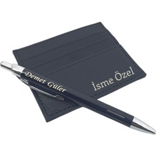 Kişiye Özel Kartlık Kişiye Özel Siyah Metal Tükenmez Kalem 2 Li Set