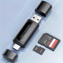 USB ve Type-C Çift Çıkışlı USB Kart Okuyucu Çevirici Adaptör, Sd/micro Sd Card Reader