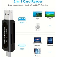 USB ve Type-C Çift Çıkışlı USB Kart Okuyucu Çevirici Adaptör, Sd/micro Sd Card Reader