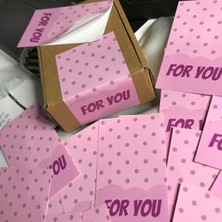 Pembe For You Sticker Kuşe Parlak Selefonlu Dikey Etiket Dikdörtgen Senin Için Yazılı Çıkartma 8x5 cm - (40 Adet)