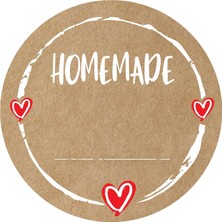 Homemade Sticker Paketleme Etiketleri - Hediye Paketleri Için - 80 Adet 3.7 cm Çapında - Yuvarlak Kraft Görünümlü Etiketler