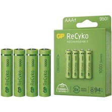 Gp Recyko 950 Mah Aaa Ince 4lü Şarjlı Kalem Pil GP100AAAHCE-2EB4 (GPRHC103E001)