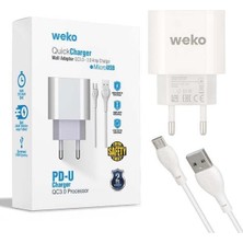 Weko WK-21441 Pdu Qc 3.4 Amper Şarj Başlık Adaptörü + Mıcro USB Kablo (No:1)