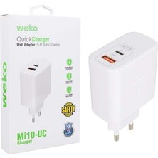 Weko WK-21446 Mi10-Uc 25 Watt 3.0 Amper Type-C + USB Şarj Başlık Adaptörü