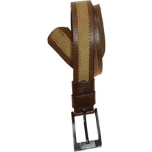 Derimine Deri Erkek Şeritli Yumuşak Kot Kemeri 4,5 cm